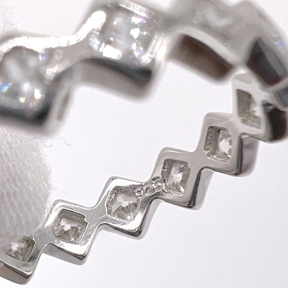 .925 Sterling Silver Rhodium Plated 4mm Cz Eternity Band - Picture 11 of 12
